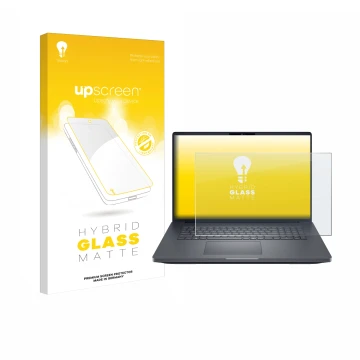 Vorderseite einer Produktverpackung mit dem Markenlogo upscreen. Daneben ist das Gerät Dell Pro Max 18 mit dem zugehörigen Dis