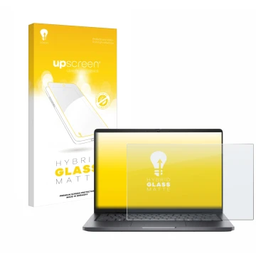 Vorderseite einer Produktverpackung mit dem Markenlogo upscreen. Daneben ist das Gerät Dell Pro 14 mit dem zugehörigen Display