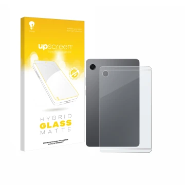 Vorderseite einer Produktverpackung mit dem Markenlogo upscreen. Daneben ist das Gerät Samsung Galaxy Tab A11 8.7