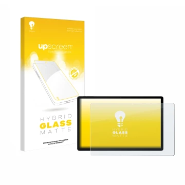 Vorderseite einer Produktverpackung mit dem Markenlogo upscreen. Daneben ist das Gerät Doogee U13 mit dem zugehörigen Displays