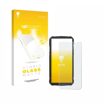 Vorderseite einer Produktverpackung mit dem Markenlogo upscreen. Daneben ist das Gerät Ulefone 29 pro mit dem zugehörigen Disp