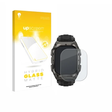 Vorderseite einer Produktverpackung mit dem Markenlogo upscreen. Daneben ist das Gerät Kospet Tank M4 mit dem zugehörigen Disp