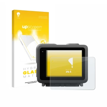 Vorderseite einer Produktverpackung mit dem Markenlogo upscreen. Daneben ist das Gerät GoPro Lit Hero mit dem zugehörigen Disp