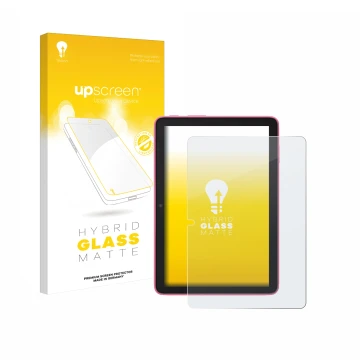 Vorderseite einer Produktverpackung mit dem Markenlogo upscreen. Daneben ist das Gerät Amazon Fire HD 8 2024 mit dem zugehörig