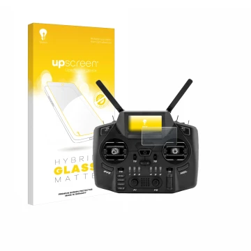 Vorderseite einer Produktverpackung mit dem Markenlogo upscreen. Daneben ist das Gerät Radiomaster GX12 mit dem zugehörigen Di