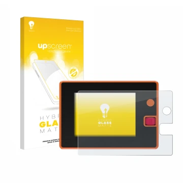Vorderseite einer Produktverpackung mit dem Markenlogo upscreen. Daneben ist das Gerät Hota T8 mit dem zugehörigen Displayschu