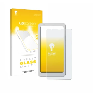 Vorderseite einer Produktverpackung mit dem Markenlogo upscreen. Daneben ist das Gerät Boox Palma 2 Pro mit dem zugehörigen Di