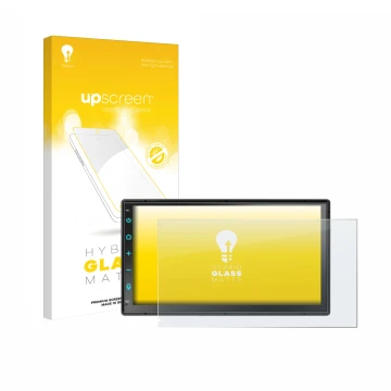 Vorderseite einer Produktverpackung mit dem Markenlogo upscreen. Daneben ist das Gerät Atoto F7 WE F7G2B7WE 7