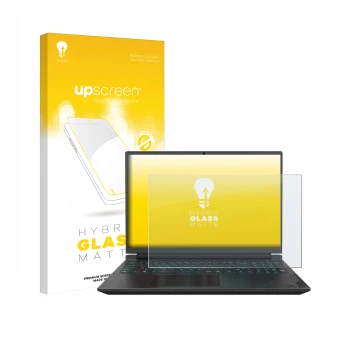 Vorderseite einer Produktverpackung mit dem Markenlogo upscreen. Daneben ist das Gerät Gigabyte G6X mit dem zugehörigen Displa