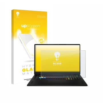 Vorderseite einer Produktverpackung mit dem Markenlogo upscreen. Daneben ist das Gerät MSI Vector A18 HX 2025 mit dem zugehöri