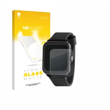 Vorderseite einer Produktverpackung mit dem Markenlogo upscreen. Daneben ist das Gerät Sector Smartwatch S-08 mit dem zugehöri
