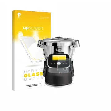 Vorderseite einer Produktverpackung mit dem Markenlogo upscreen. Daneben ist das Gerät Moulinex i-Companion Touch Pro mit dem 