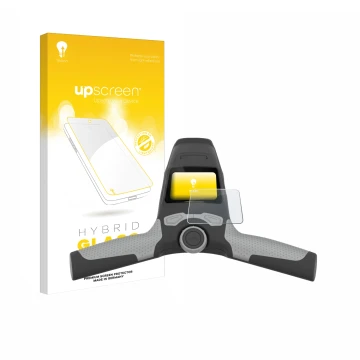 Vorderseite einer Produktverpackung mit dem Markenlogo upscreen. Daneben ist das Gerät PowaKaddy FW5s mit dem zugehörigen Disp