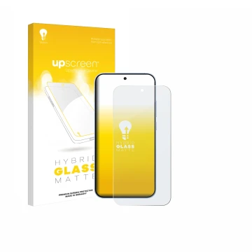 Vorderseite einer Produktverpackung mit dem Markenlogo upscreen. Daneben ist das Gerät Oppo Reno 15 mit dem zugehörigen Displa