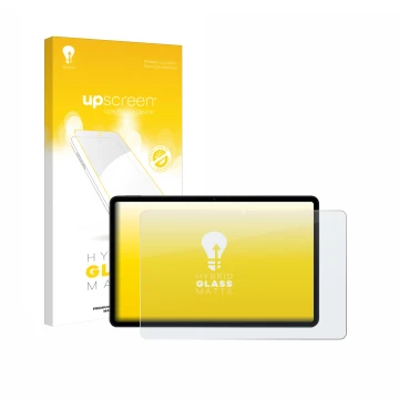 Vorderseite einer Produktverpackung mit dem Markenlogo upscreen. Daneben ist das Gerät Xiaomi Poco Pad M1 mit dem zugehörigen 