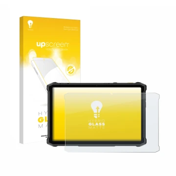 Vorderseite einer Produktverpackung mit dem Markenlogo upscreen. Daneben ist das Gerät Ulefone Armor Pad 5 Pro mit dem zugehör