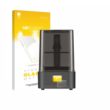 Vorderseite einer Produktverpackung mit dem Markenlogo upscreen. Daneben ist das Gerät Anycubic Photon Mono 4 mit dem zugehöri