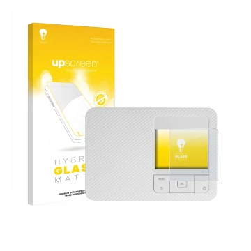 Vorderseite einer Produktverpackung mit dem Markenlogo upscreen. Daneben ist das Gerät Canon Selphy CP1500 Mini mit dem zugehö