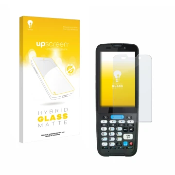 Vorderseite einer Produktverpackung mit dem Markenlogo upscreen. Daneben ist das Gerät Unitech HT330 mit dem zugehörigen Displ