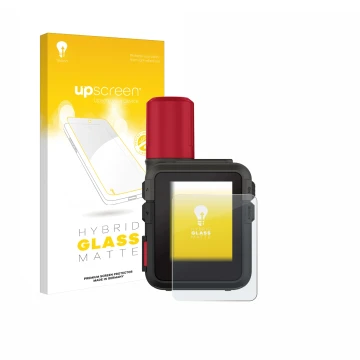 Vorderseite einer Produktverpackung mit dem Markenlogo upscreen. Daneben ist das Gerät Garmin inReach Mini 3 Plus mit dem zuge