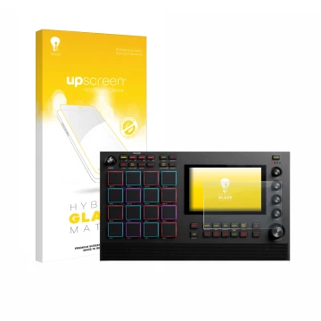 Vorderseite einer Produktverpackung mit dem Markenlogo upscreen. Daneben ist das Gerät Akai MPC Live III mit dem zugehörigen D