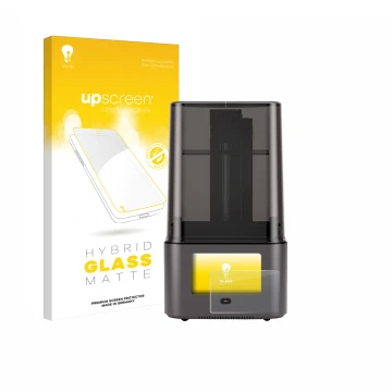 Vorderseite einer Produktverpackung mit dem Markenlogo upscreen. Daneben ist das Gerät Anycubic Photon Mono 4 Ultra mit dem zu