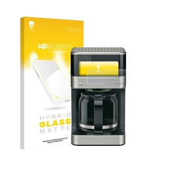 Vorderseite einer Produktverpackung mit dem Markenlogo upscreen. Daneben ist das Gerät Braun PurAroma 7 mit dem zugehörigen Di