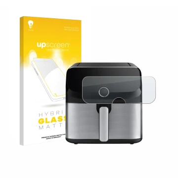 Vorderseite einer Produktverpackung mit dem Markenlogo upscreen. Daneben ist das Gerät Tefal Easy Fry Mega mit dem zugehörigen