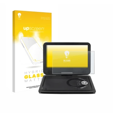 Vorderseite einer Produktverpackung mit dem Markenlogo upscreen. Daneben ist das Gerät Soundmaster PDB1910SW DVD Player mit de