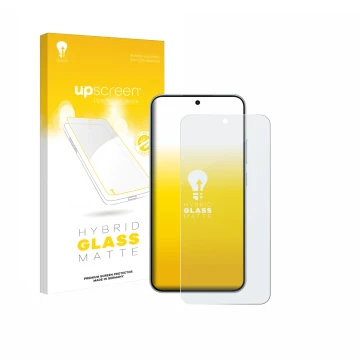Vorderseite einer Produktverpackung mit dem Markenlogo upscreen. Daneben ist das Gerät Oppo A6 Pro mit dem zugehörigen Display