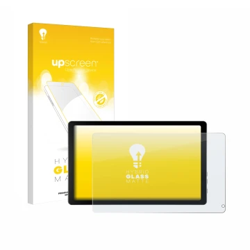 Vorderseite einer Produktverpackung mit dem Markenlogo upscreen. Daneben ist das Gerät Laptok KB1001 10.1