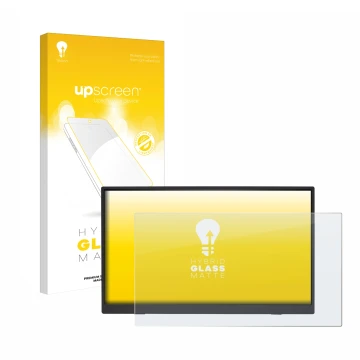 Vorderseite einer Produktverpackung mit dem Markenlogo upscreen. Daneben ist das Gerät Acer PM191QEbmiuux mit dem zugehörigen 