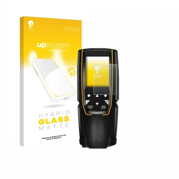 Vorderseite einer Produktverpackung mit dem Markenlogo upscreen. Daneben ist das Gerät Testo 310 (2. Gen.) mit dem zugehörigen