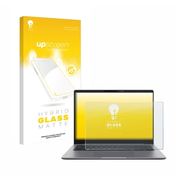 Vorderseite einer Produktverpackung mit dem Markenlogo upscreen. Daneben ist das Gerät ASUS ExpertBook P5 G2 mit dem zugehörig