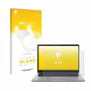 Vorderseite einer Produktverpackung mit dem Markenlogo upscreen. Daneben ist das Gerät ASUS ExpertBook P3 G2 mit dem zugehörig