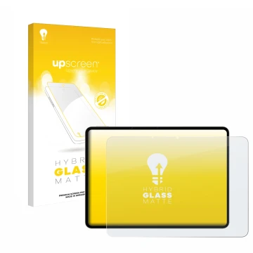 Vorderseite einer Produktverpackung mit dem Markenlogo upscreen. Daneben ist das Gerät realme Pad 3 mit dem zugehörigen Displa