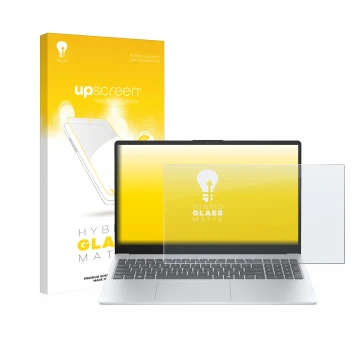 Vorderseite einer Produktverpackung mit dem Markenlogo upscreen. Daneben ist das Gerät HP OmniBook 3 14