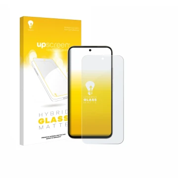 Vorderseite einer Produktverpackung mit dem Markenlogo upscreen. Daneben ist das Gerät Oppo A6c mit dem zugehörigen Displaysch