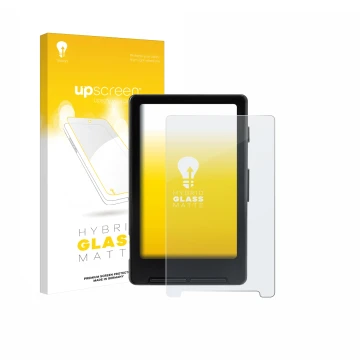 Vorderseite einer Produktverpackung mit dem Markenlogo upscreen. Daneben ist das Gerät Xteink X4 mit dem zugehörigen Displaysc