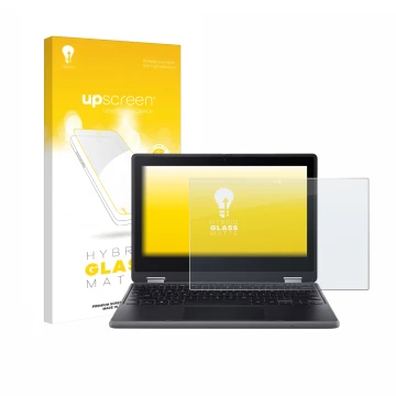 Vorderseite einer Produktverpackung mit dem Markenlogo upscreen. Daneben ist das Gerät Acer Chromebook Spin 511 R757TN mit dem