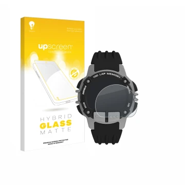 Vorderseite einer Produktverpackung mit dem Markenlogo upscreen. Daneben ist das Gerät Timex Ironman TW5M63200 mit dem zugehör