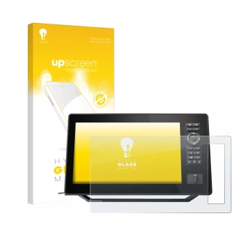 Vorderseite einer Produktverpackung mit dem Markenlogo upscreen. Daneben ist das Gerät Humminbird Xplore 9 mit dem zugehörigen