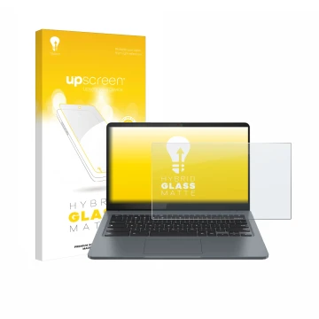 Vorderseite einer Produktverpackung mit dem Markenlogo upscreen. Daneben ist das Gerät Lenovo IdeaPad Slim 3 Chromebook Gen 8 