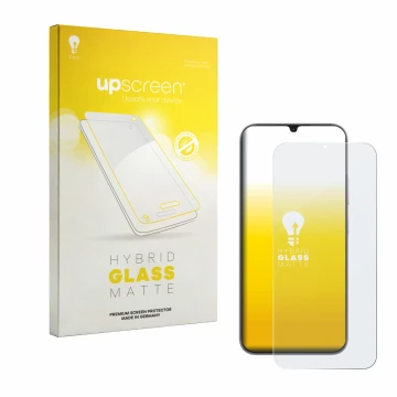 Vorderseite einer Produktverpackung mit dem Markenlogo upscreen. Daneben ist das Gerät realme C100i mit dem zugehörigen Displa