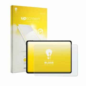 Vorderseite einer Produktverpackung mit dem Markenlogo upscreen. Daneben ist das Gerät OnePlus Pad 4 mit dem zugehörigen Displ