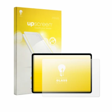 Vorderseite einer Produktverpackung mit dem Markenlogo upscreen. Daneben ist das Gerät Teclast P35 mit dem zugehörigen Display