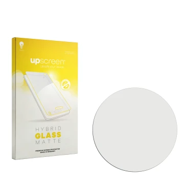 Vorderseite einer Produktverpackung mit dem Markenlogo upscreen. Daneben ist der zugehörige Displayschutz.