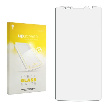 Vorderseite einer Produktverpackung mit dem Markenlogo upscreen. Daneben ist der zugehörige Displayschutz.