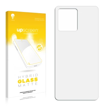 Vorderseite einer Produktverpackung mit dem Markenlogo upscreen. Daneben ist der zugehörige Displayschutz.