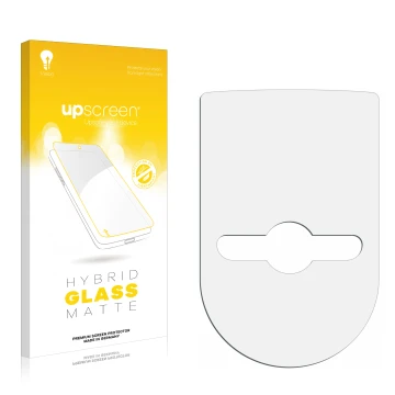 Vorderseite einer Produktverpackung mit dem Markenlogo upscreen. Daneben ist der zugehörige Displayschutz.